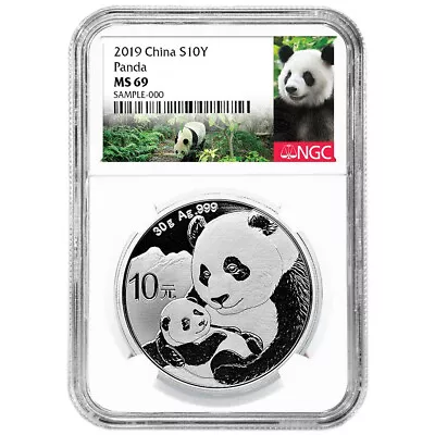 2019 10 Yuan Silver China Panda NGC MS69 Panda Label • $49.96