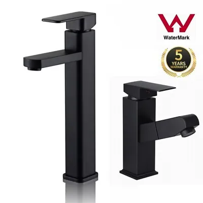 WELS Basin Faucet Mixer Tap Bathroom Sink Counter Top High Square Brass Chrome • $49.99