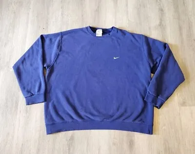 Vintage Nike Crewneck Sweatshirt Men's 2XL Blue Gray Tag Swoosh Y2K 2000s • $24.95