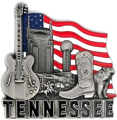 Tennessee With American Flag Metal Fridge Magnet • $7.99