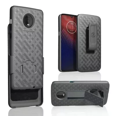 $11.99 • Buy For Motorola Moto Z4 Verizon 5G Moto Z4 Holster Belt Clip Slim Combo Case Black 
