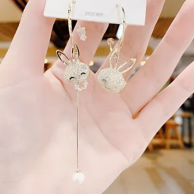 £3.47 • Buy 925 Sterling Silver Bunny Rabbit Drop Gold Stud Earrings Girls Womens Gifts