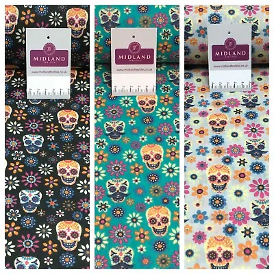 Mexican Halloween Day Of The Dead Craft Mask Poly Cotton Fabric M1448 Mtex • £5.99