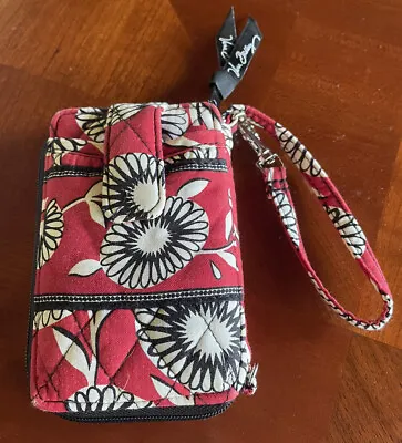 Vera Bradley Deco Daisy Floral Zippered Wallet Wristlet White Black Red Cute • $12