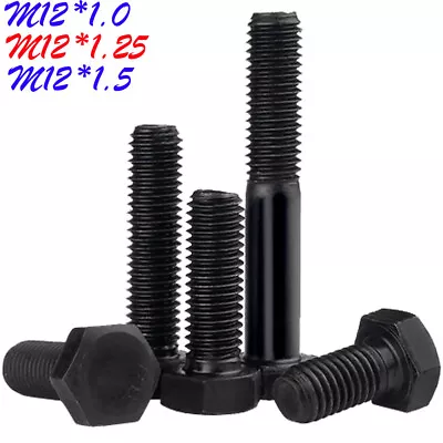 M12 1.0/1.25/1.5 Fine Thread Grade 8.8 Alloy Steel Hex Head Bolts Screws DIN 933 • £38.75