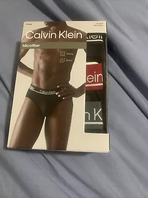 3 X Genuine CALVIN KLEIN Men's Microfiber Hip Brief CK Underwear  Black Large • $14.14