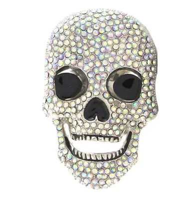 £5.49 • Buy Laughing Crystal Skull Belt Buckle Day Of The Dead Rhinestone Fit Snap Belt