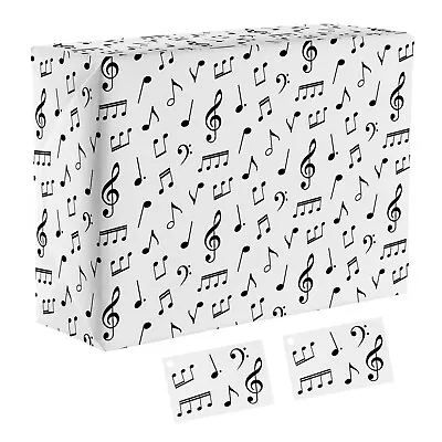 1 Sheet Of Music Notes Birthday Wrapping Paper & 2 Tags - For Men Women Him • £4.50