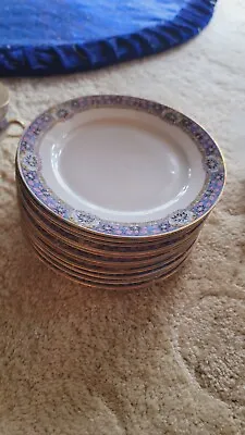 Vintage Musterschutz Blue Cameo Union T Czechoslovakia Salad Plates - 8  • $20