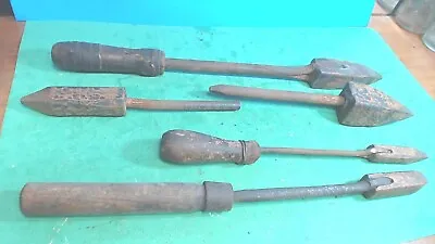 Vintage- Antique--5-- Soldering Irons- Steel Shank- ALL Copper  Heads • $12.20