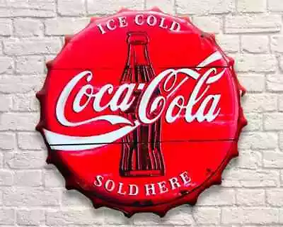 XL Coca Cola Coke Vintage Retro 40cm Wall Display Sign Metal Bottle Top  • £12.99