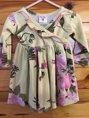 Mad Sky Dress Girls Green Floral Ruffled Wrap Chest Size 18 Months • $14.99