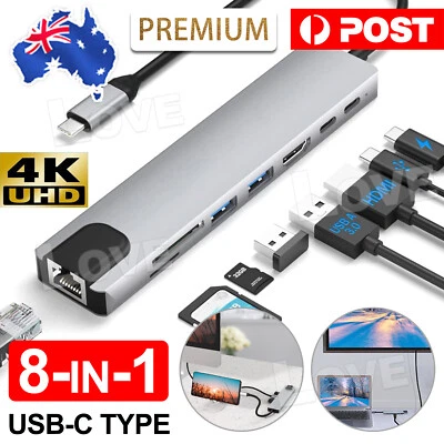 $28.85 • Buy 8in1 USB-C Type C HD Output 4K HDMI Usb 3.0 HUB Adapter For MacBook IPad Pro NEW
