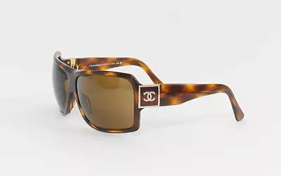 CHANEL Vintage Tortoise Crystal CC Logo 5081-B Sunglasses • $369