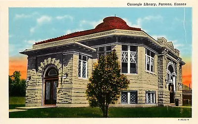 Vintage Postcard; Carnegie Library Parsons KS Labette County Unposted • $8.99