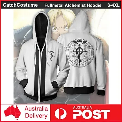 Anime Fullmetal Alchemist Hoodie Cosplay Jacket Casual Hooded Sweatshirt Coat • $23.83