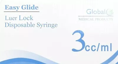 Easy Glide 3cc Lock Tip Syringes 3ml Sterile Syringe Only No Needle  • $11