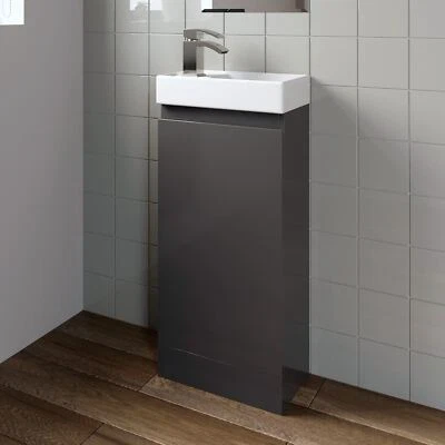 Sink BELOFAY Denvor Grey Floor Standing Bathroom With Ceramic Basin Vanity Unit