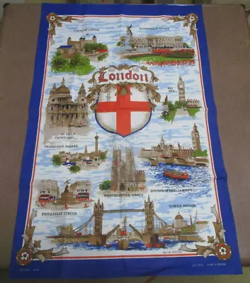 Vintage London Souvenir Linen Wall Tapestry Map Clive Mayor Britian Tourist Site • £9.64