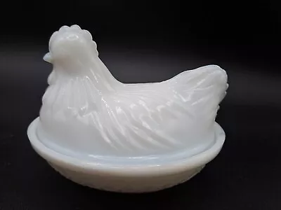 Vintage Hazel Atlas White Milk Glass Hen On Nest Covered Dish • $12