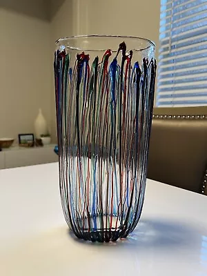 Vintage MURANO LUIGI MELLARA SIGNED VASE 13” • $199