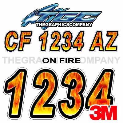 On Fire Custom Boat Registration Vinyl Decals Stickers Lettering Your Numbers • $26.99