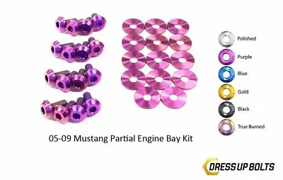 Dress Up Bolts Mustang GT V6 2005-2009 Titanium Partial Engine Bay Kit Purple • $153.99