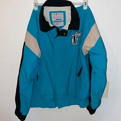 VTG Florida Marlins Starter Windbreaker Sz. L Turquoise Navy Gray Full-zip • $99