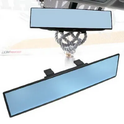 JDM Blue Glass 300mm Wide Flat Clip On Rear View Mirror W/Anti-Glare Blue Tint • $12.59
