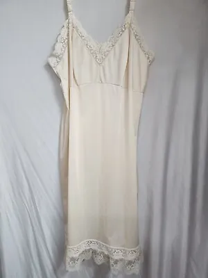 Vintage Light Beige Color Nylon Slip Petticoat Size 424446 • $19