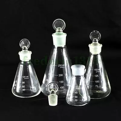 50/100/150/250ML Glass Erlenmeyer Flask Conical Bottle Lab Chemistry Glassware • $13.51