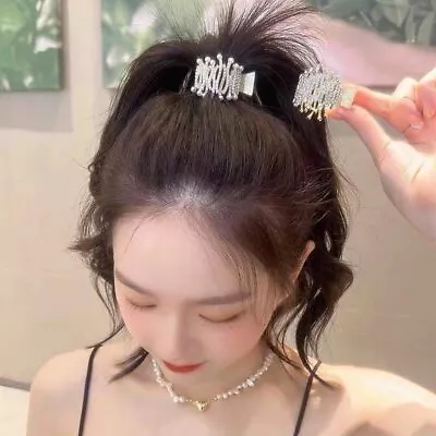 2024 Fashion Zircon Pearl Metal Hair Claw High Ponytail Holder For Women Girls • $6.42