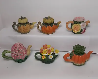 Miniature Resin Teapots Vegetables / Flowers  Allie Bloom  Lot Of 6 - 2.5  • $22.50