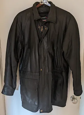 Vintage Leather King Motorcycle Jacket - Men's Medium Black W/ Thinsulate Liner • $59.99