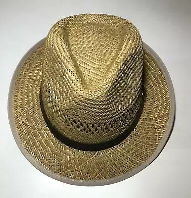 Unisex Fedora Trilby Gangster Cap Summer Beach Sun Straw Panama Hat Brown Belt • $21.21