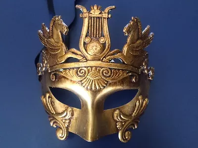 Gold Roman Warrior Greek Venetian Masquerade Mardi Ball Custome Party Mask Men • $19.85