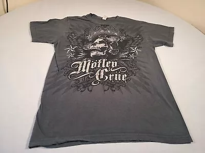 MOTLEY CRUE Shirt Mens Medium Gray Skull Roses 80s Glam Rock Concert Tour Music • $5.77