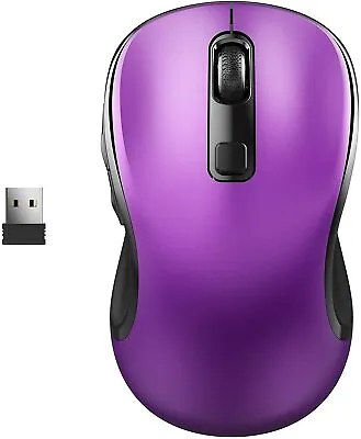 Computer Wireless Mouse 2.4G Wireless Ergonomic Mouse Portable Cordless Optical • £7.89