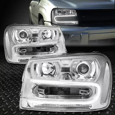 [led Drl] For 2002-2009 Chevy Trailblazer Pair Chrome Clear Projector Headlight • $161.99