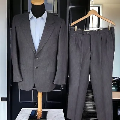 Vtg Ermenegildo Zegna Suit 40L 10 Rue De La Paix Light Flannel Drop 7 33x31  • $119.70
