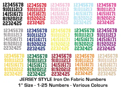 ADVENT Iron On Die Cut Fabric Numbers 1-25 1 Inch Craft/Christmas - JERSEY STYLE • £4.50
