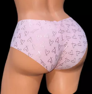 Victorias Secret Soft Seamless Raw Laser Cut Hiphugger Panty M - Foil Pink • $13.99