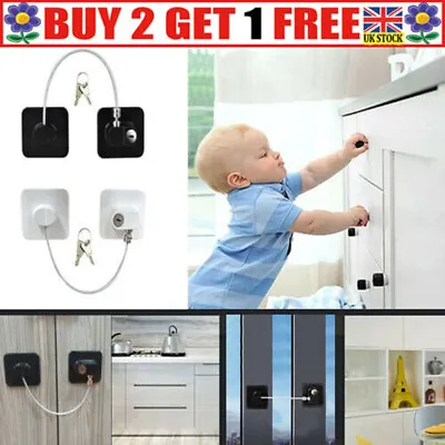 $7.46 • Buy Refrigerator Freezer Door Lock Strong Adhesive Toddler Child Safety With Key @