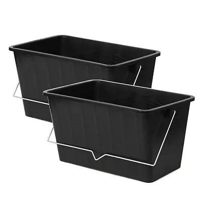 £10.75 • Buy 2pcs 15L Black Paint Scuttle W/ Metal Handle Large Rollers Plastic Ribbed Bucket
