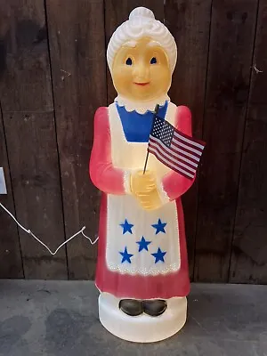 Blow Mold  Mrs. Claus Patriotic American  Flag Red White Blue 41” Lighted Union • $94