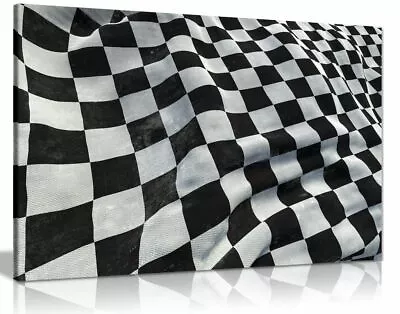 F1 Racing Chequered Flag Boys Bedroom Canvas Wall Art Picture Print • £11.99