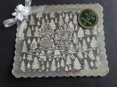 £2.49 • Buy Handmade Christmas Owls Card Topper, Hunkydory Sentiment, Flower & Bow. 