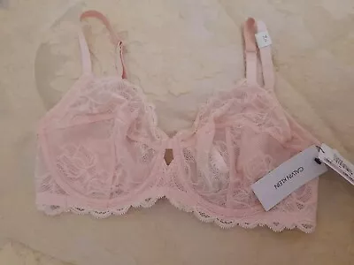 Calvin Klein Gorgeous Pink Lace Un Padded Underwired Bra Size 34D • £15