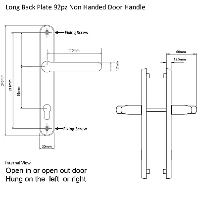 Grey UPVC Door Handle 92PZ Sprung Double Glazing Pair Set Patio PVC Lever 240mm • £9.95