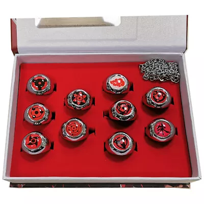 $16.80 • Buy 10 Pcs Set Naruto Akatsuki Red Cloud Rings Pendants Member's Ninja Rings Cos